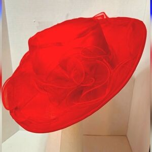 ``RH25827 - NNT Red Hat Flower Organza Hat
